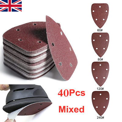 60-240 Grit Mouse Detail Sanding Sheets Triangular Sander Pads 5 Hole Sand Paper