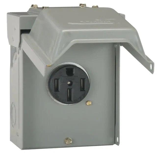 50 Amp Temporary Power Outlet Load Center RV Panel New Enclosed Receptacle Box