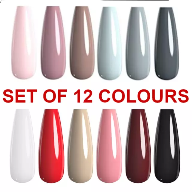 12 Bottles 8.5ml – 12 Colours #203 Nail Gel Polish UV LED Various Sets Available