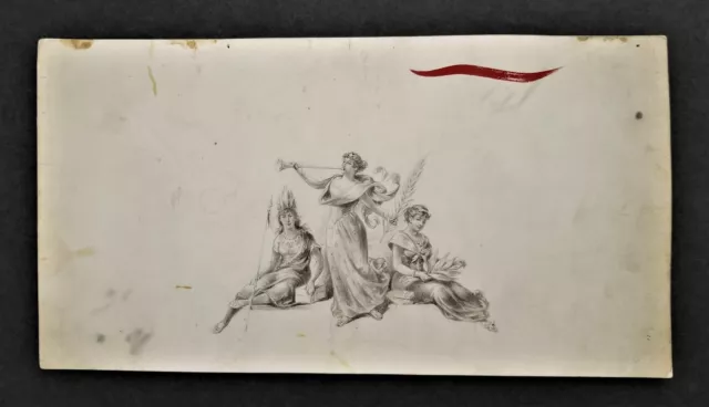 antique CIGAR BOX LABEL pencil ORIGINAL ART SKETCH native american lady liberty