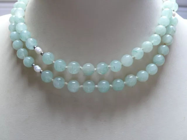 Vintage Hand Knotted Jade and Pearl Necklace