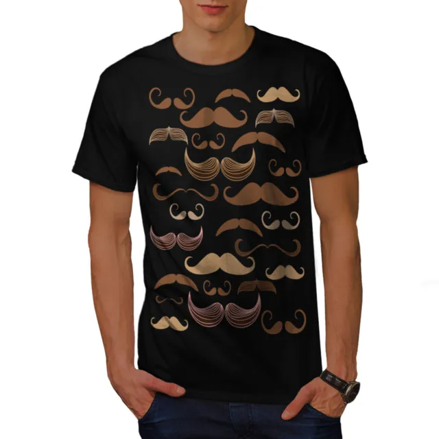 Wellcoda Mustache Madness Mens T-shirt, Moustache Graphic Design Printed Tee