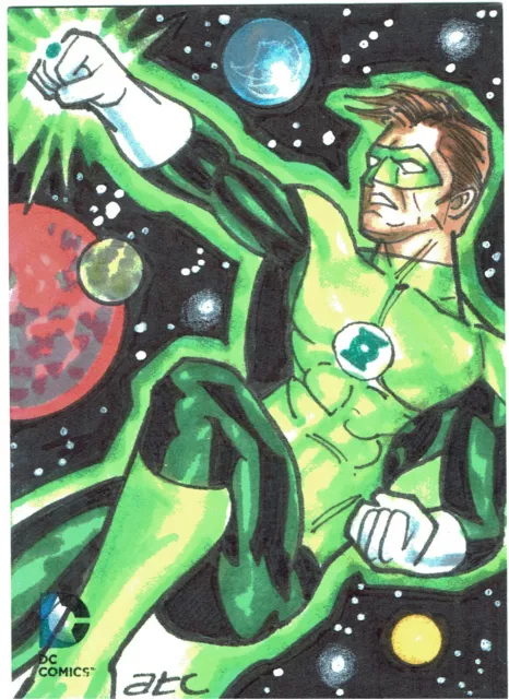 DC Comics Epic Battles 1/1 Sketch Card Green Lantern by Adam & Bekah Cleveland