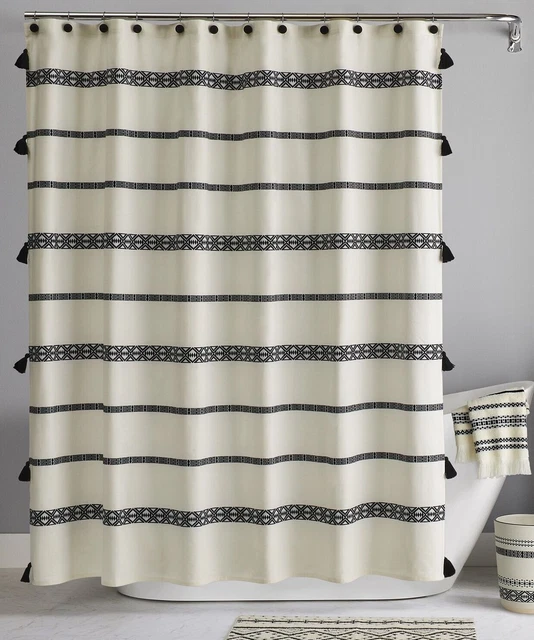 BETTER HOMES & Gardens Boho Chic Cotton Shower Curtain Black/White