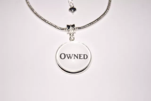 Owned Word Charm Euro Anklet Ankle Chain Jewellery Hotwife Dom Submissive Slave