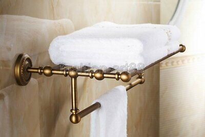 Antique Brass Wall Mounted Bathroom Accessory Bath Towel Bar Shelf fba087