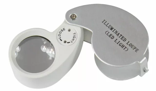 Métal Loupe 10 Compartiment LED Lentille 25 MM + Batteries Lindner 2091