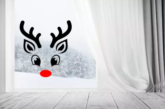 Rudolph Aufkleber Weihnachten rot Nase Rentier Fenster Vinyl Aufkleber Wand süß