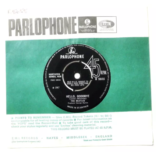 The Beatles, Hello Goodbye / I Am The Walrus,Uk 1St Press 7", Archive Copy, Ex