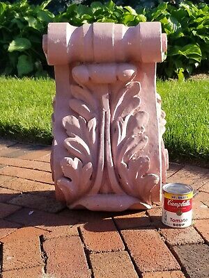Huge Chippy Pink Painted Architectural Salvage Carved Wood Corbel 23 POUNDS! 2