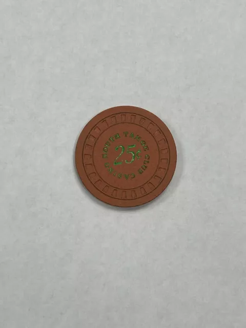 25 Cent South Tahoe Club Casino Chip Nevada 1966 Value Code J $50-$59