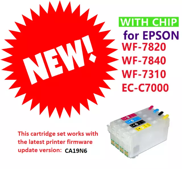 Empty Refillable Ink Cartridge T812 812 XL with chip for WF7840 WF7820 WF7310