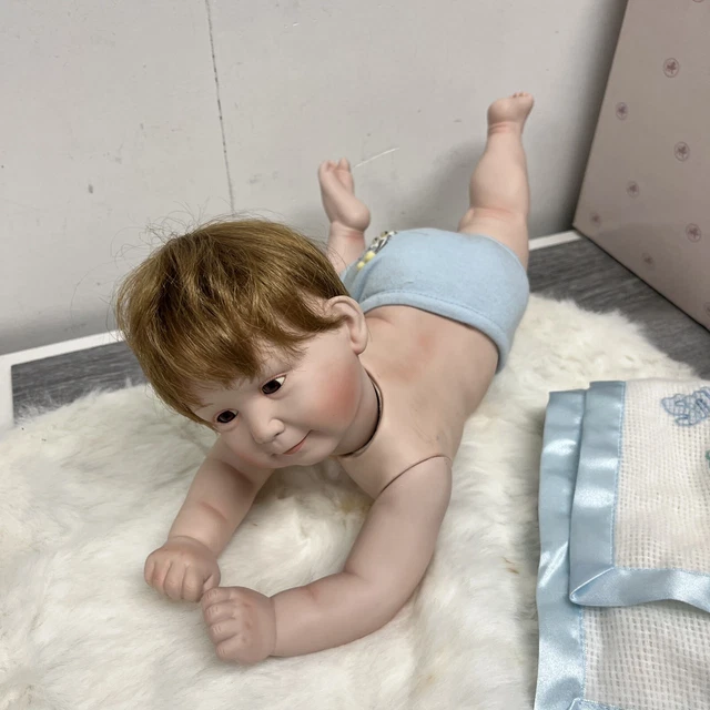 1994 Ashton Drake Galleries SNUG AS A BUG IN A RUG Porcelain Baby Boy Doll 14”