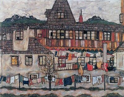 Egon Schiele: House with Drying Laundry. Fine Art Print/Poster