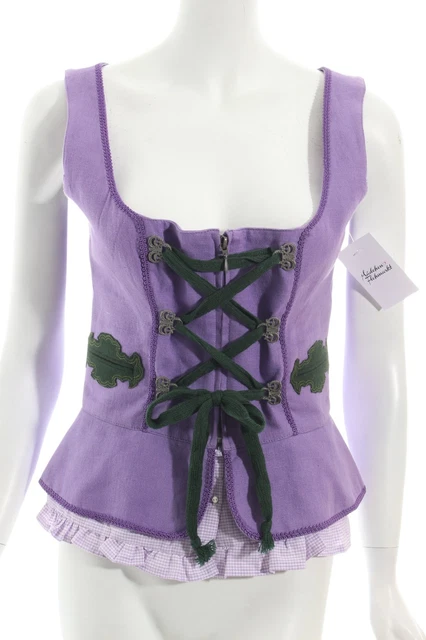 Corpetto tradizionale Almsach donna taglia DE 38 lander-verde scuro-viola chiaro look country