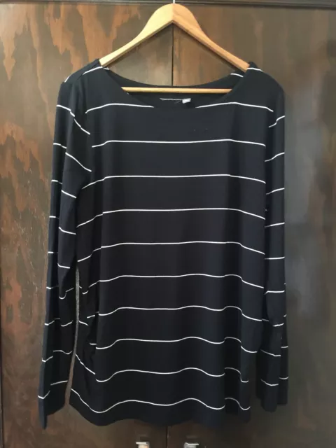 Sussan Black/White Striped Long Sleeve Maternity Top Size L Bnwd Rrp $59.95