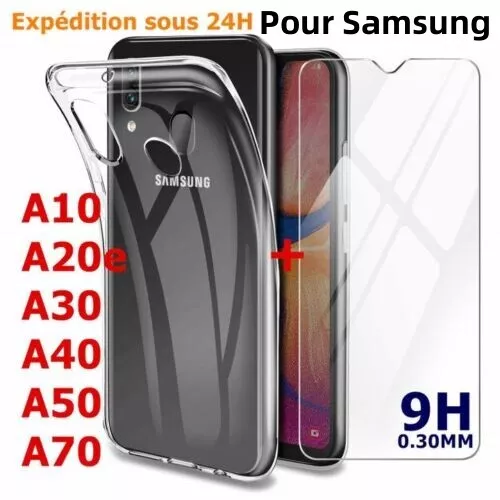 Coque Ultra Mince Housse + Verre Trempé pour Samsung A10 A20 A40 A50 A70 A80