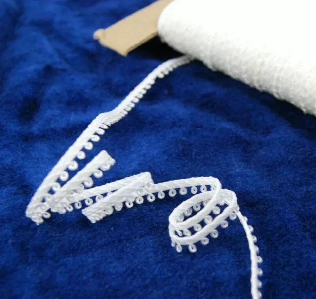 New 3/16" 5mm Nylon Picot loop braid trim WHITE by the yard