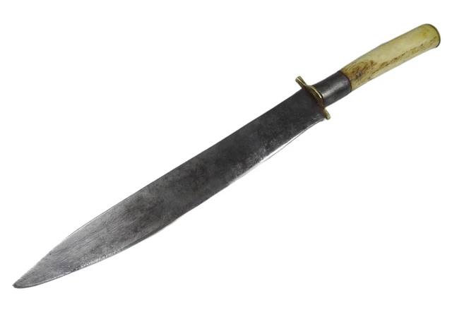 Antique Primitive Hand Made Knife 18Th Century Bone Handle, Forged Blade 2