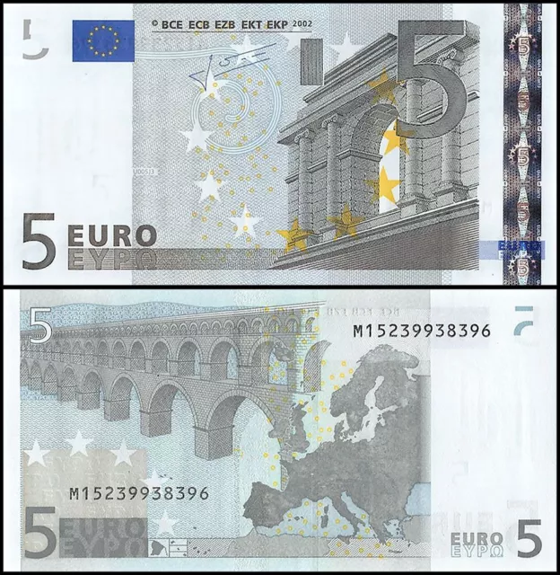 European Union - Portugal 5 Euro, 2002, P-8m, UNC, Prefix M