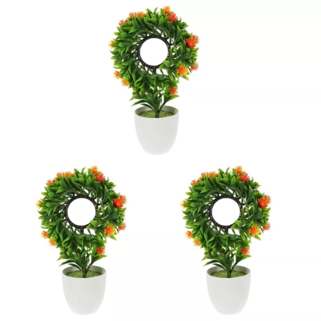 Paquete de 3 flores artificiales en macetas bonsái decoración de dormitorio oficina