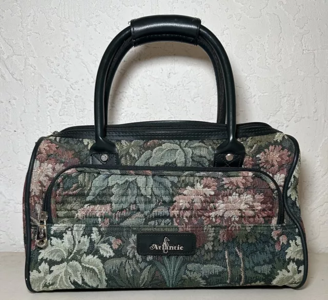 Vintage 80s Atlantic Floral Tapestry Carry On Bag