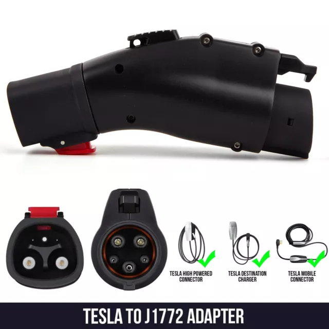 For Tesla to J1772 Charging Adapter Max 60A & 250V (Black) Electric Vehicle D1E3