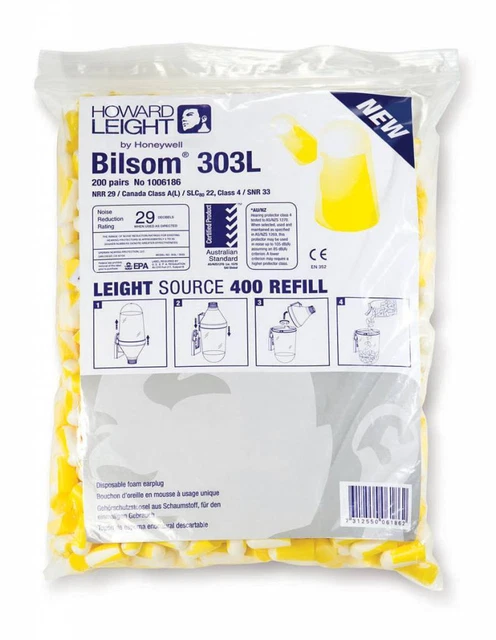 Howard Leight 1006186 EN352-2 303 L Pacchetto ricarica tappi per le orecchie taglia grande 200 paia
