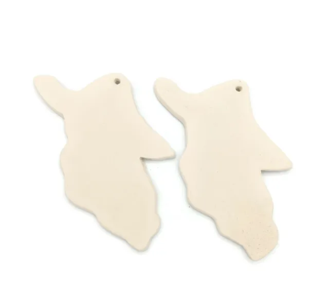 2 Pcs Blank Ghost Shape Halloween Ceramic Bisque Ready to Paint Clay Wall Hang