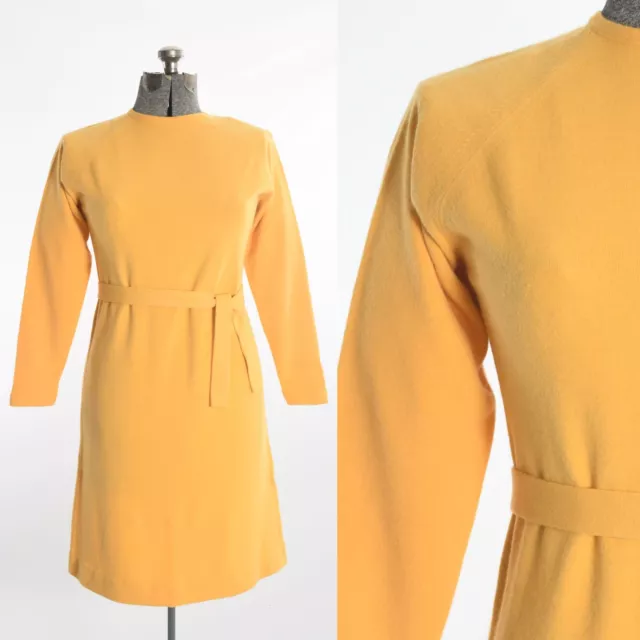 Vintage 1970s Goldenrod Yellow Sweater Dress   |  Large  |  by Talbott Taralan