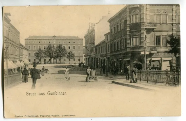 AK Gumbinnen,Ostpreußen,Marktplatz belebt 1916