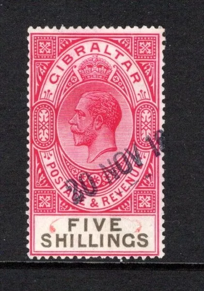 Gibraltar KGV 1925-32  5s. Carmine & Black SG105 Used