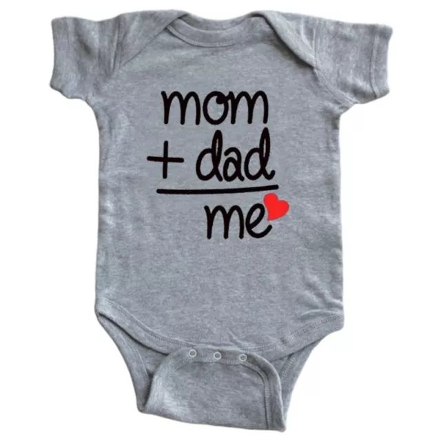 Infant Baby Funny Mom Dad Me Letters Bodysuit Short Sleeves Soft Cotton One-Piec 3