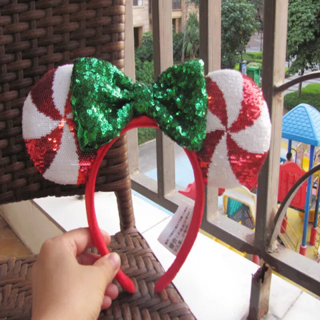 Disney Parks Candy Cane Cutie Sequin Minnie Christmas Headband Girls Ears US