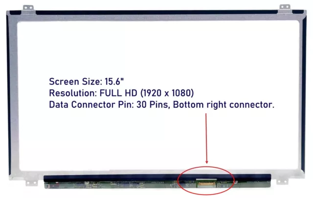 Remplacement ChiMei N156HGE-EAB REV. Écran d'ordinateur portable C1 eDP 15,6" DEL NON-IPS 2