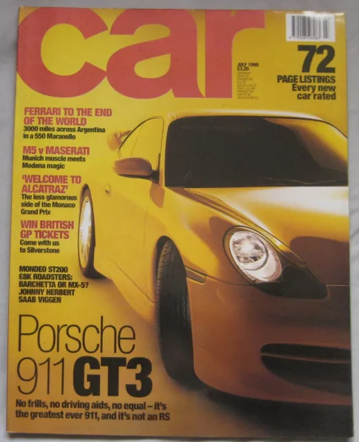CAR magazine July 1999 featuring Porsche GT3, Ford Mondeo ST, BMW M5, Maserati