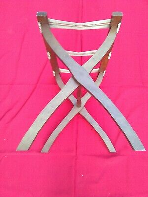 Luggage Stand/Suitcase Rack Vtg "SCHEIBE" Folding Wood  With Tapestry Straps 3