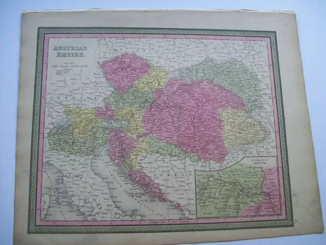 Antique 1854 MITCHELL AUSTRIAN EMPIRE # 53 VIENNA Map old