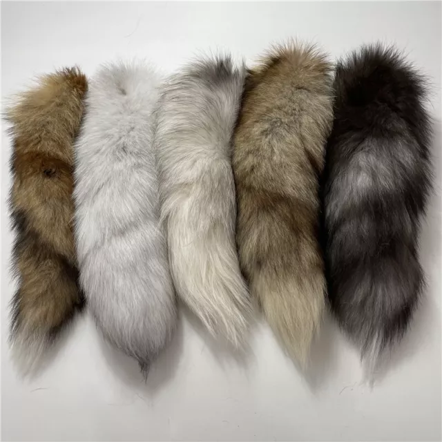 16"-18" Real Fox Fur Tail Keychain Bag Purse Keyring Cosplay Toys Furry Pendant