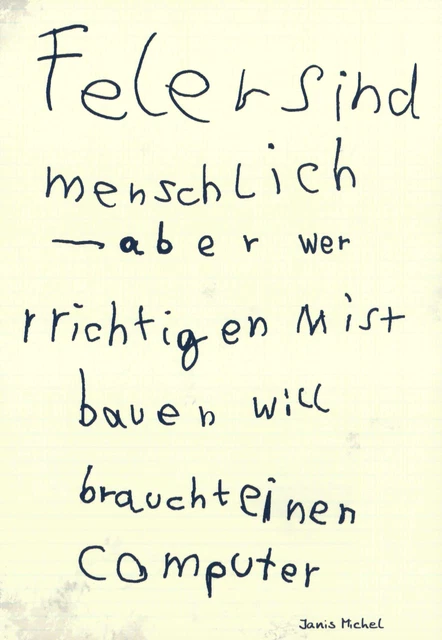 Postkarte lustig Spruch Feler sind menschlich....