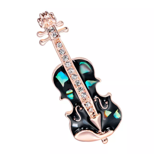 Stunning Violin Lapel Pin Enamel Dripping Oil Corsage Brooch