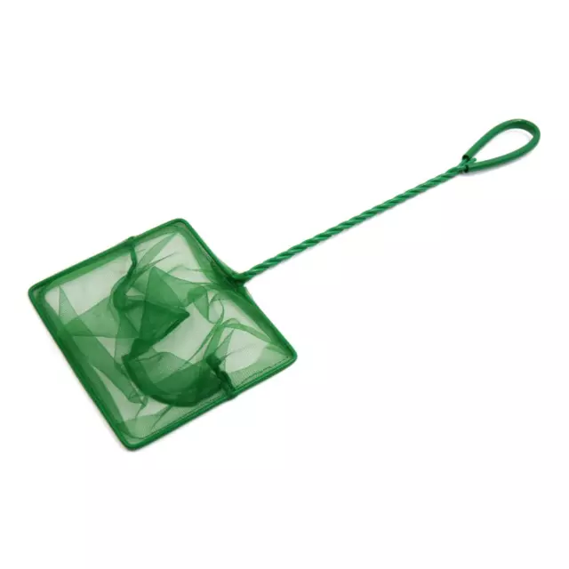 6" Green Plastic Coated Handle Fish Shrimp Skimming Net for Betta Aquarium Pond