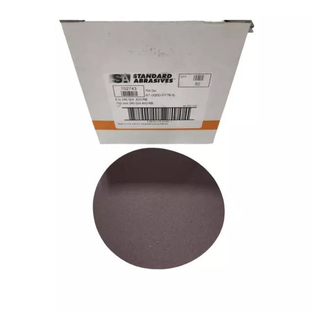Standard Abrasives 6" PSA Disc 240 Grit Aluminum Oxide 50 Pack
