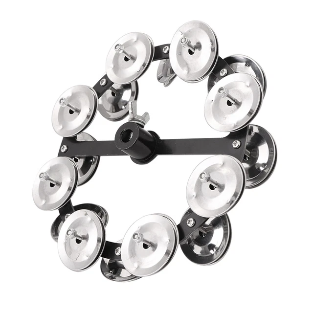 Drum Cymbals Hi Hat Tambourine Steel Bells with Row Jingles Portable Instrument