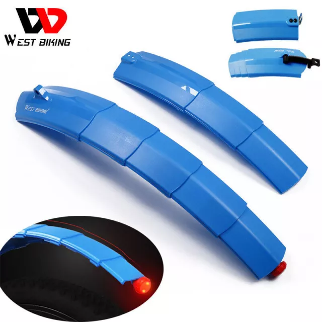 WEST BIKING telescopic Bicycle Fender Set Mountain Bike Tire Mudguards taillight