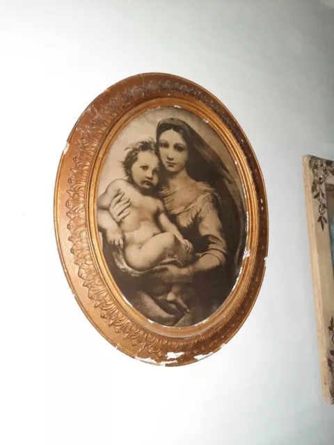 Antique Oval Portrait Of A Women And Child