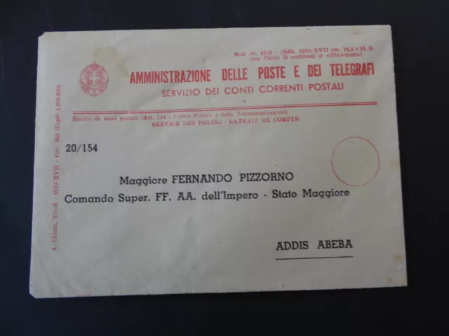 WW2 Administrazione Poste Fernando Pizzorno Commando Super Addis Abeba Ethiopia