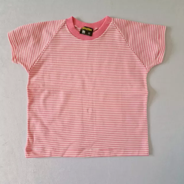 T-shirt vintage anni '70 Bri-Nylon | 7-8 anni | a righe rosa made in England KA27