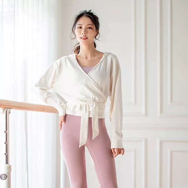 Donna Ragazze Yoga Top Felpa con Cappuccio Manica Lunga SPORTS Fitness Cappotto