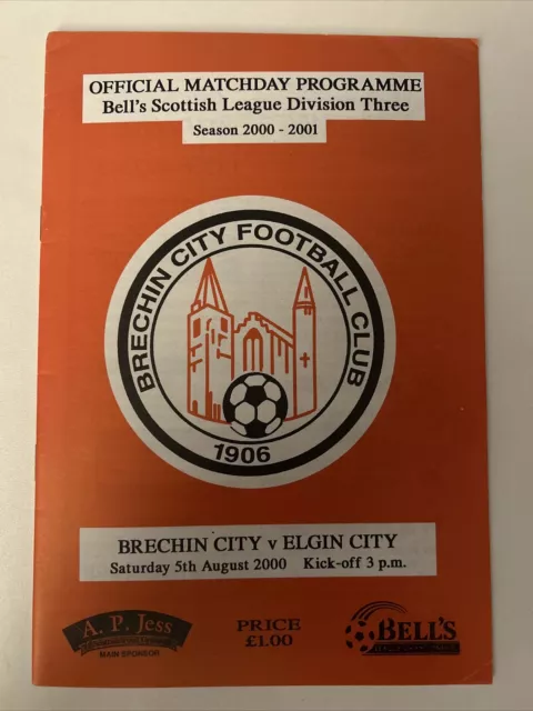 Brechin City V Elgin City 5/8/00 2000 Match Programme